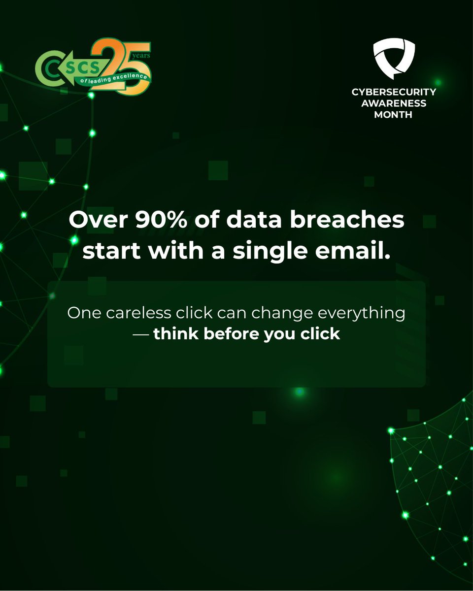 CSCSNigeria's tweet image. Happy Monday! 

It is still Cybersecurity Awareness Month, and we’ve got more fun cyber facts just for you!

#CybersecurityAwarenessMonth25 #CybersecurityTips