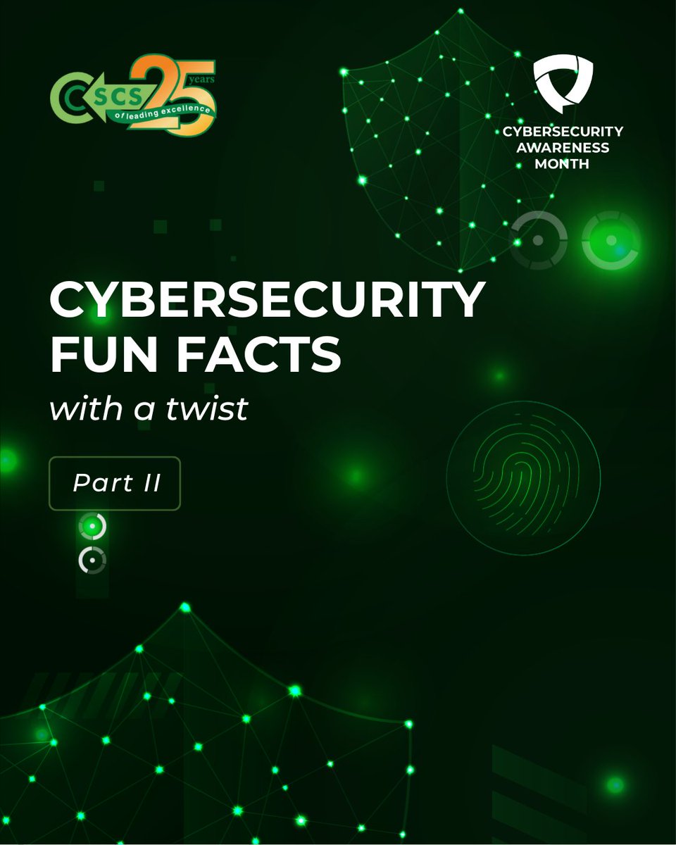 CSCSNigeria's tweet image. Happy Monday! 

It is still Cybersecurity Awareness Month, and we’ve got more fun cyber facts just for you!

#CybersecurityAwarenessMonth25 #CybersecurityTips
