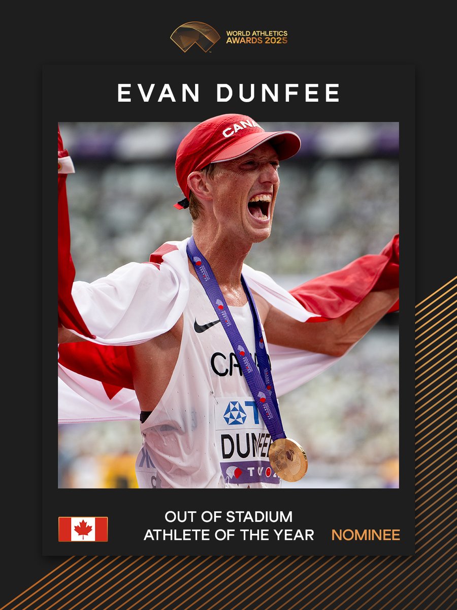 Male Out of Stadium Athlete of the Year nominee ✨

Repost to vote for <a href="/EvanDunfee/">Evan Dunfee</a> 🇨🇦 in the #AthleticsAwards. 

Voting closes on Sunday 2 November at 11:59 PM CET.