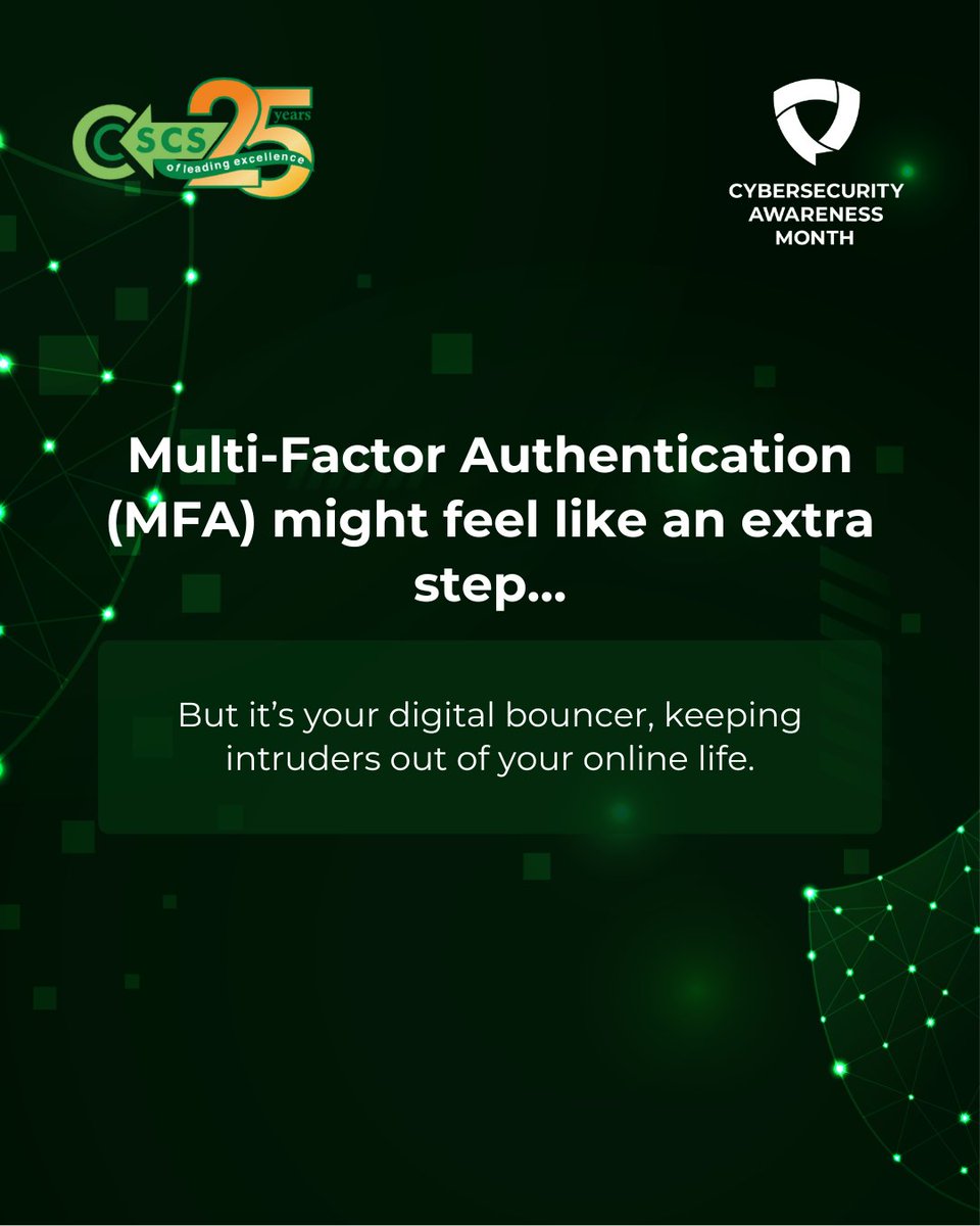 CSCSNigeria's tweet image. Happy Monday! 

It is still Cybersecurity Awareness Month, and we’ve got more fun cyber facts just for you!

#CybersecurityAwarenessMonth25 #CybersecurityTips