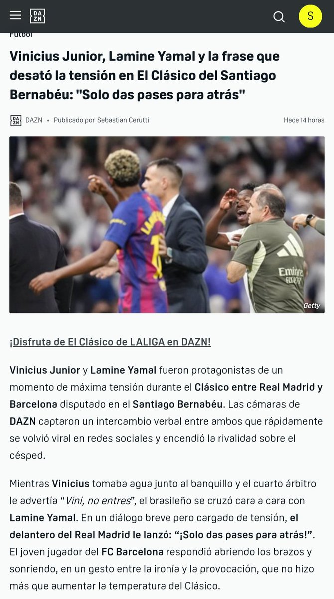 SebaCerutti's tweet photo. Mi primer @realmadrid vs @FCBarcelona para @DAZN_ES, una cobertura real time del evento más importante de @LaLiga 🇪🇸⚽️

Más de 10 artículos en directo para seguir desbloqueando experiencias únicas 💥 https://t.co/VpbeZLoSBs