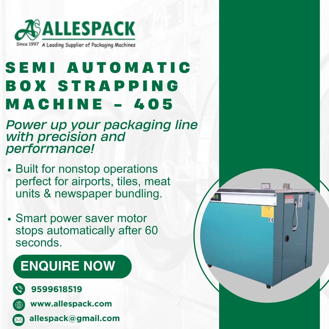 allespack's tweet photo. Power up your packaging process with Allespack’s Semi Automatic Box Strapping Machine - 405
Smart. Efficient. Reliable.
📞 9599618519 | 🌐 https://t.co/uRdCPAvUJC | ✉️ allespack@gmail.com
#allespack #boxstrappingmachine #packagingsolutions #industrialmachines #smartautomation https://t.co/jehR4TcQ8j
