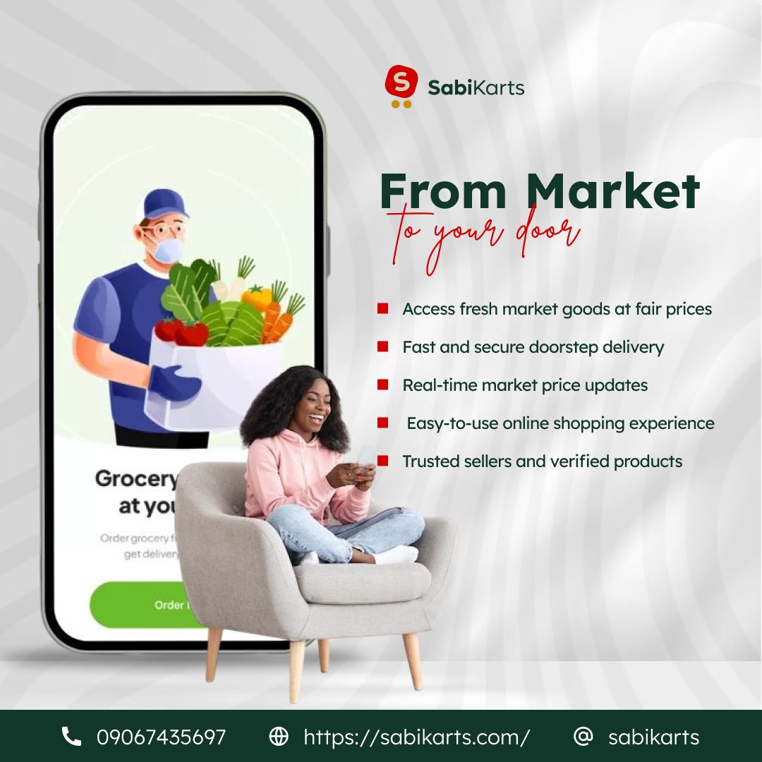 SabiKarts's tweet photo. Unlock the power of effortless online shopping. Browse, compare, and buy foodstuffs at different markets  from the comfort of your home with just a few clicks. https://t.co/9xiO0meZCB