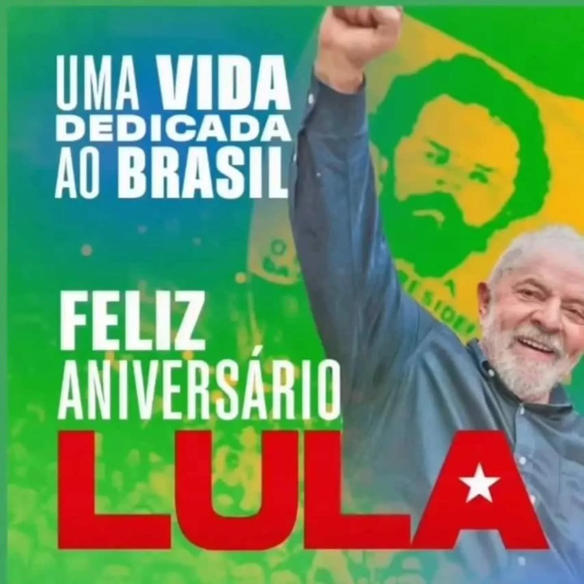 Parabéns e felicidades, meu Presidente! Muita saúde, energia, paz e muito amor na sua vida! Você faz aniversário e nós ganhamos o presente, de telo novamente como PRESIDENTE! Muita vida, em seus anos! 👏🎂🥂😘❤️⭐🚩🇧🇷
Lula
