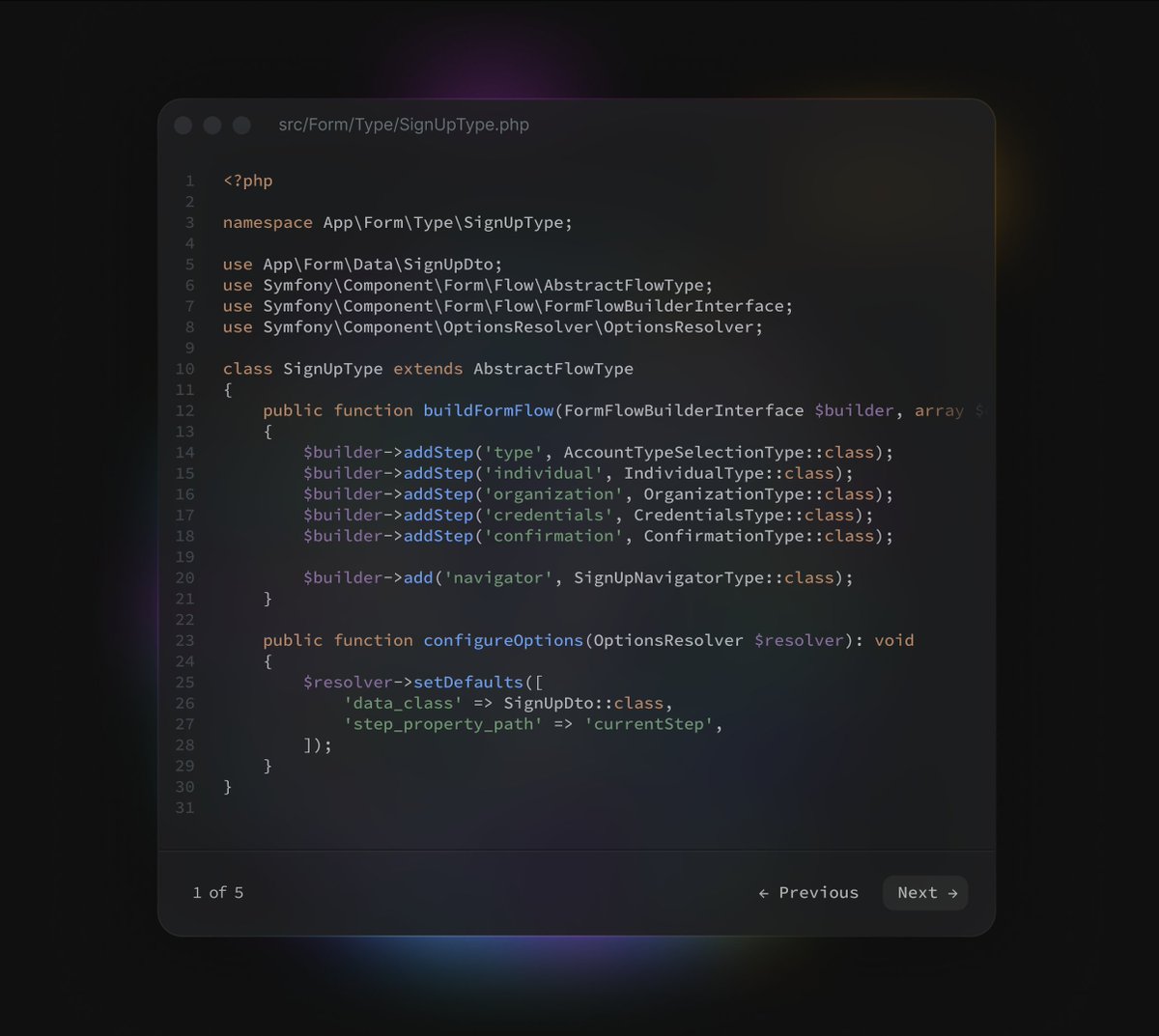 YonelCeruto's tweet image. FormFlow is not a standalone component, it’s seamlessly integrated into the Form component, preserving the same familiar patterns and workflow you already know from Symfony forms.

The form type: