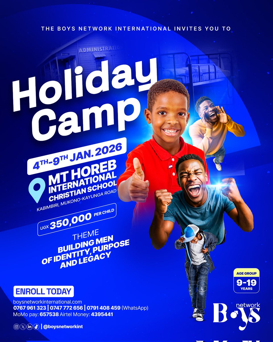 Equip . Empower. Inspire

The transformative Boys Holiday Camp is BACK ON from January 4th -9th, 2026.

Registration now open for boys 9-19years old
#NurturingPotential