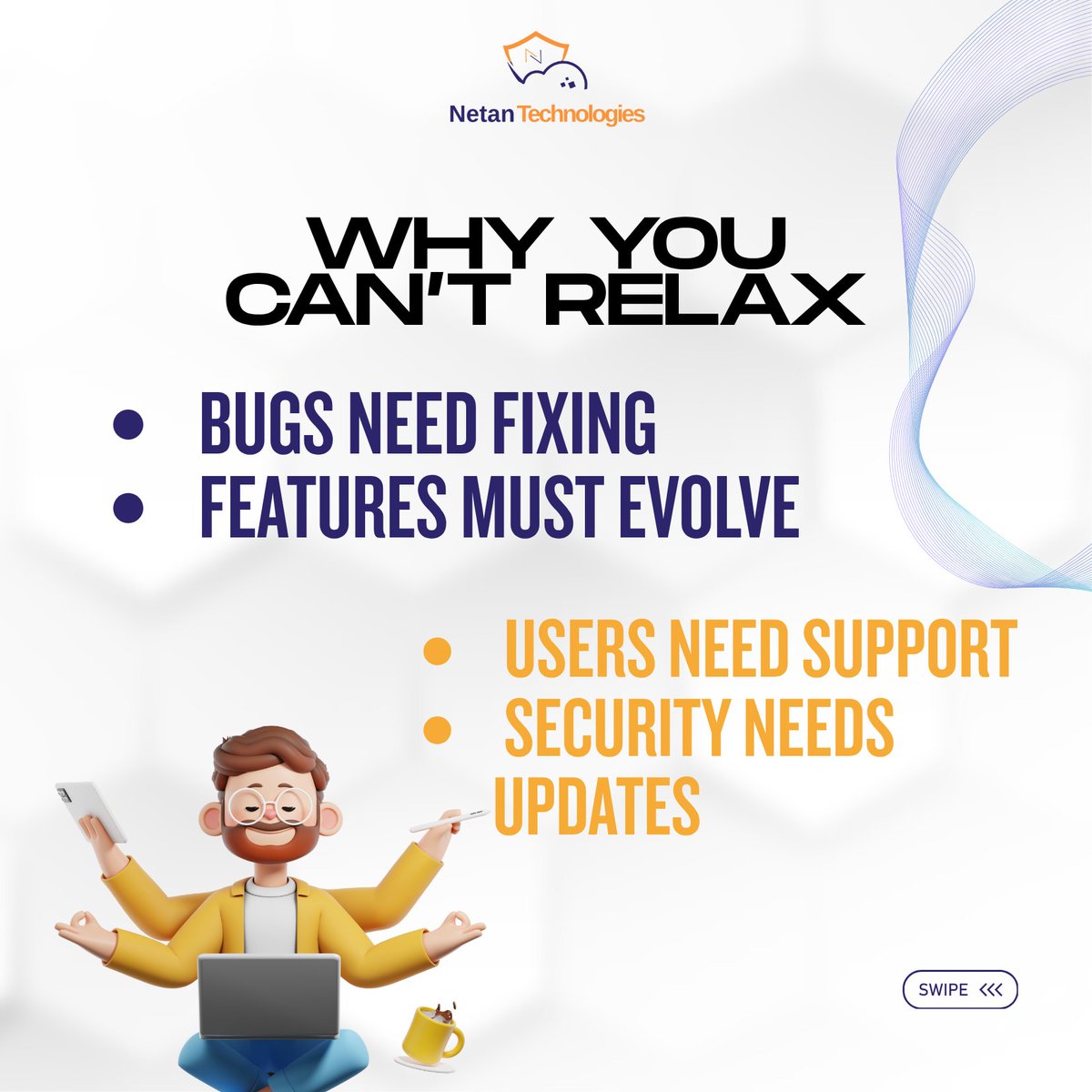 NetanTech's tweet image. Myth Buster
A lot of people think once a product is built, the hard work ends.
In reality maintenance, updates, user support, and security never stop.
That’s what keeps your product alive and relevant.
 A successful product is always evolving.

#TechMythBuster #NetanTech #Product