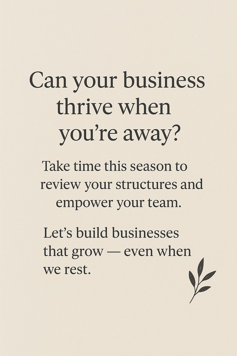 The real test of leadership isn’t how hard you work it’s how well your business runs when you’re not there.

As you review 2025, take time to strengthen your structure: your team, document your systems, and prepare for 2026.

#Entrepreneurship #ThriveBeyondYou #2026Strategy