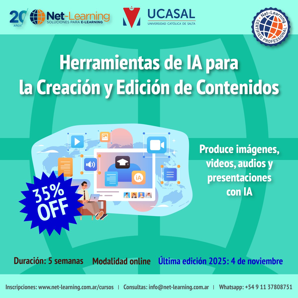 netlearning20's tweet image. ¿Quieres usar IA en educación sin depender de tutoriales dispersos? En este curso aprenderás con guías paso a paso y prácticas reales.
Última edición 2025 + 35 % OFF 
Más información: net-learning.com.ar/curso/herramie…
Certificación universitaria. ¡Inscríbete! Inicia el 4/11.
#IA #cursos…