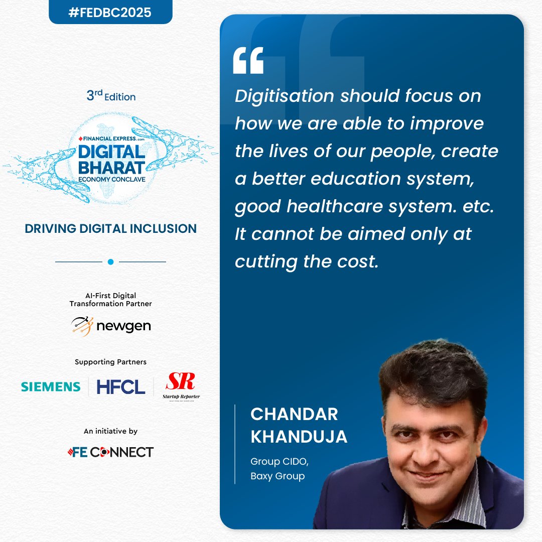 FE_Connect's tweet image. Chandar Khanduja, Group CIDO, Baxy Group, emphasised that true digital transformation must serve people, not just balance sheets.

#FEConnect #ConnectwithFE #FEDBC2025