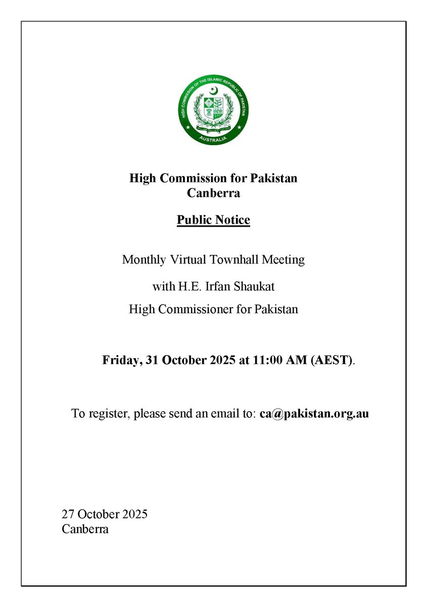 Monthly Townhall Meeting on 31 October 2025 at 11:00 am (AEST)