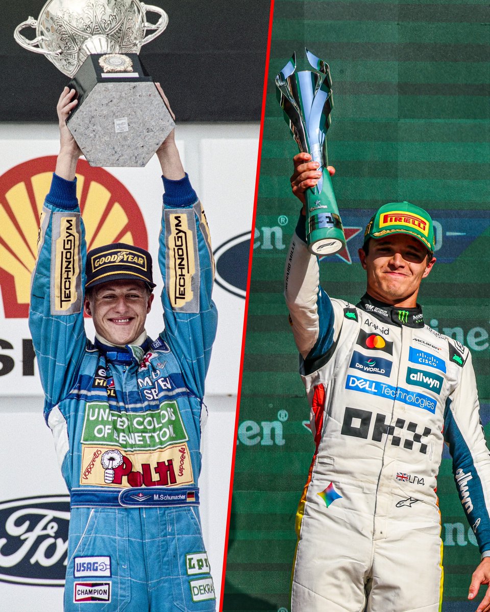 Only two drivers in F1 history have won their first 10 races at 10 different circuits 🏆🌍

Schumacher 🤝 Norris

(h/t <a href="/f1statsguru/">Sundaram R</a>)