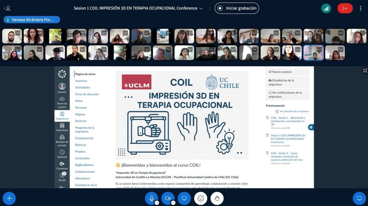 ¡Ha comenzado un proyecto internacional COIL! 🎉Los estudiantes de Terapia Ocupacional de la <a href="/FacSalud_UCLM/">FacSalud_UCLM</a> y la Escuela de Ciencias de la Salud de la <a href="/ucatolica/">Universidad Católica</a> compartieron el 22 de octubre su primera clase síncrona🌍
#InnovaciónDocente #TerapiaOcupacional #COIL