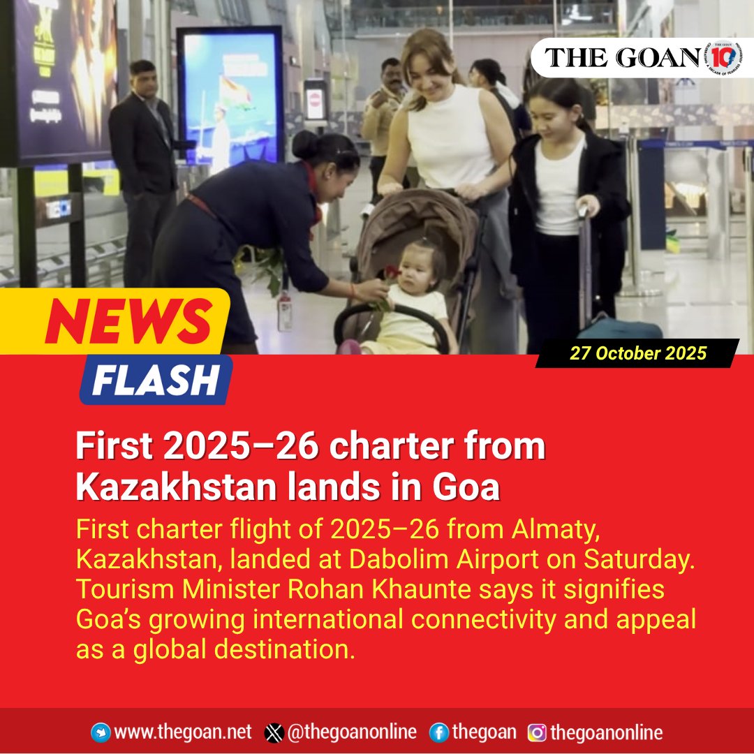 thegoanonline's tweet image. First 2025–26 #charter from #Kazakhstan lands in Goa

#Goa #BreakingNews