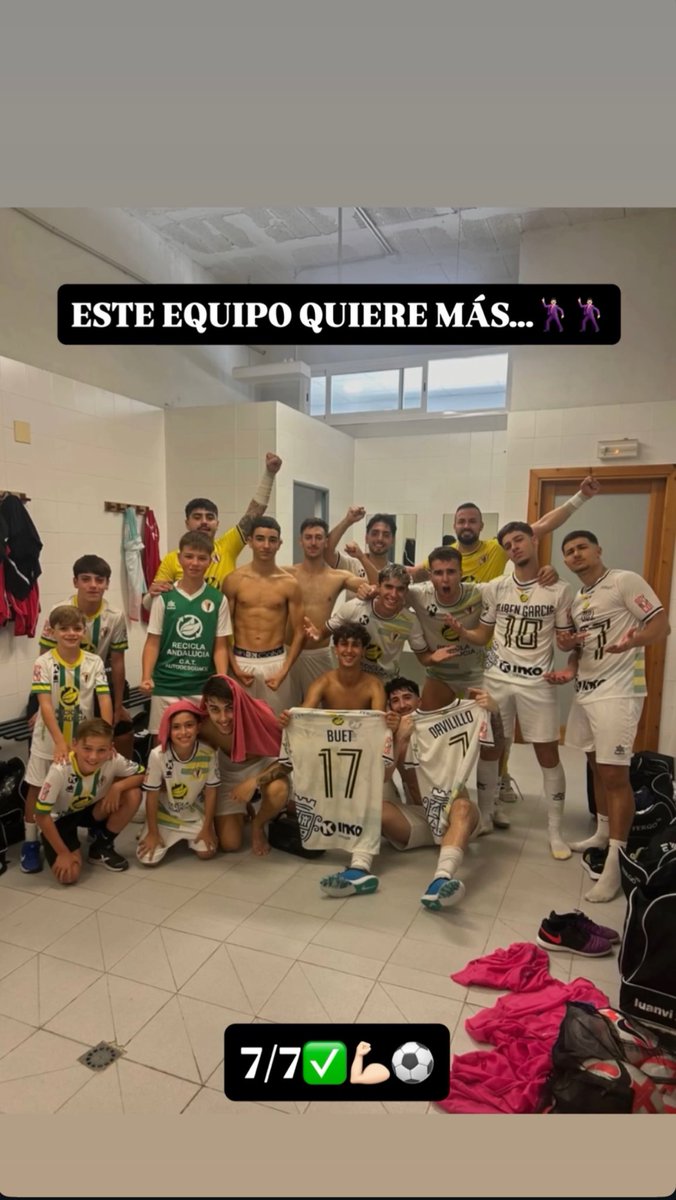 Y con el resultado de este domingo ante U.D. Torre del Mar por 1/3 nos ponemos líderes en solitario tras 7 victorias consecutivas.

ESTE EQUIPO QUIERE MÁS… 🕺🏻🕺🏻⚽️⚽️💪🏻