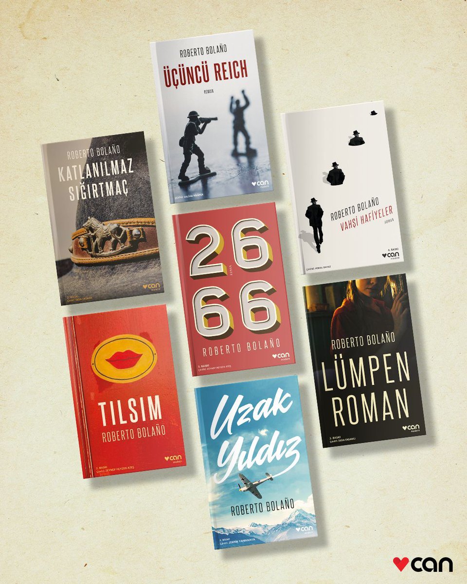 canyayinlari's tweet photo. Roberto Bolaño’nun eserlerine kısa bir bakış…
#CanModern #RobertoBolaño #ÜçüncüReich #VahşiHafiyeler #LümpenRoman #Tılsım #2666 #KatlanılmazSığırtmaç #UzakYıldız https://t.co/w5Eyl6jtzz
