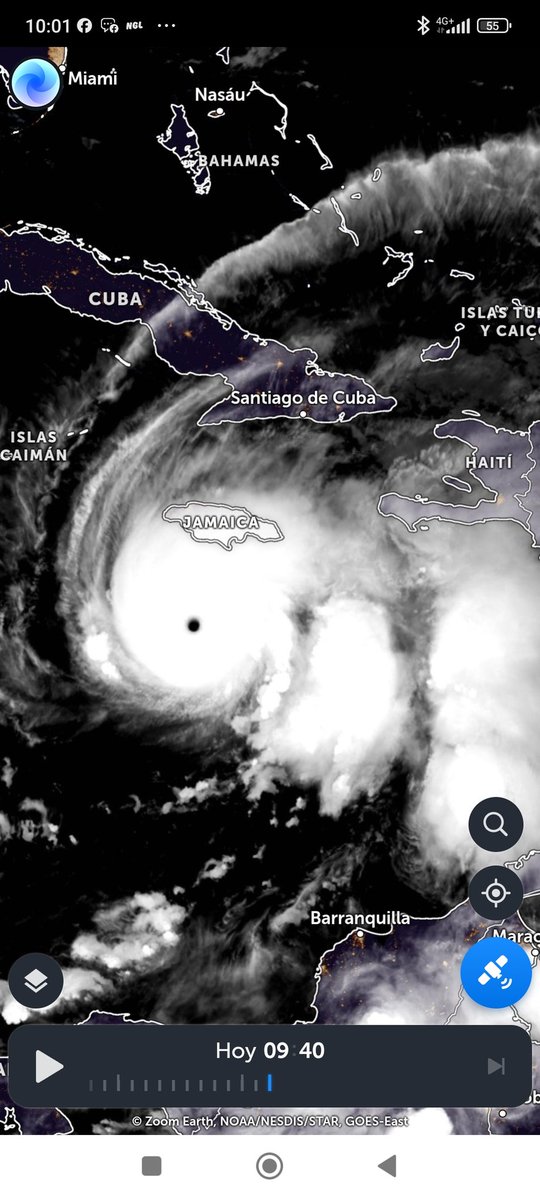 El impresionante elhuracan #Melissa  en estos momentos a punto de llegar a categoría 5, el huracán es casi simétrico y el ojo parece trazado con compás, impactara contra Jamaica mañana con cat 5