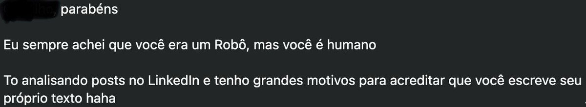 Esses dias um amigo interessado em análise textual me mandou aqui

Meio bizarro que hoje em dia "escrever seu próprio texto" virou mérito

(E sim, eu escrevo tudo "manualmente", mesmo quando eu uso IA pra ajudar o texto final é sempre meu - eu acredito muito em ter voz própria)