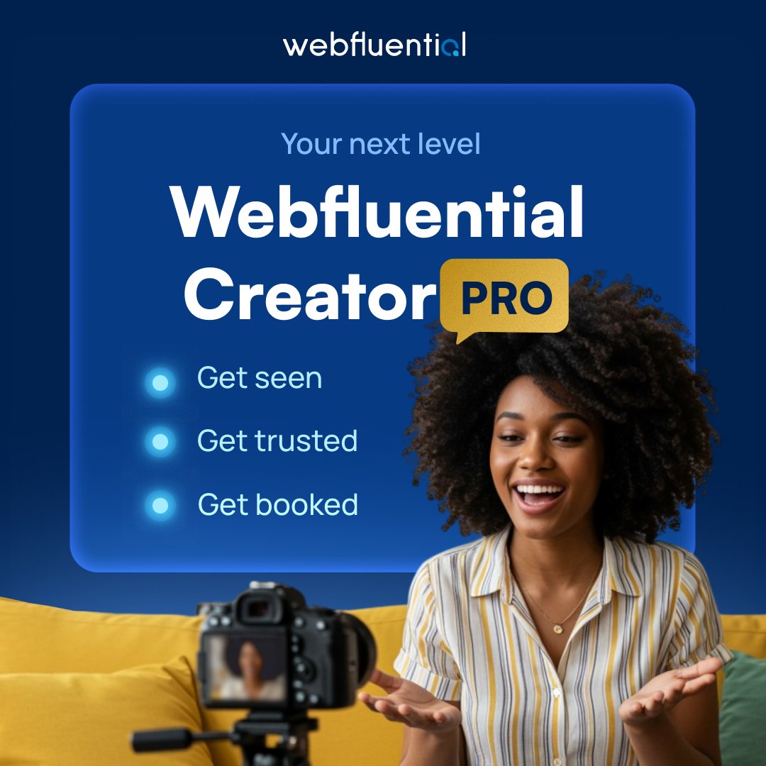 webfluenti_al's tweet image. Creators who mean business go Pro 💼
With Webfluential Creator Pro, you get verified, visible and booked by brands that matter.
🌟 Verified badge
🚀 Priority in brand searches
💰 Access to premium briefs
Get seen. Get trusted. Get booked.
👉 eu1.hubs.ly/H0p6-_-0