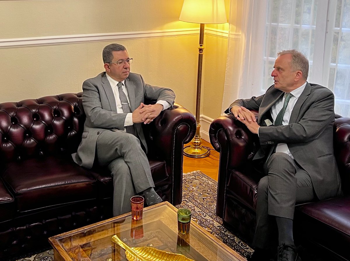 Delighted to meet with H.E. #Joost_Reintjes, Ambassador of the Kingdom of the #Netherlands to #Sweden. We had fruitful discussions on bilateral relations between #Morocco 🇲🇦 and Netherlands 🇳🇱, and on international issues of mutual concern. Looking forward to further cooperation!