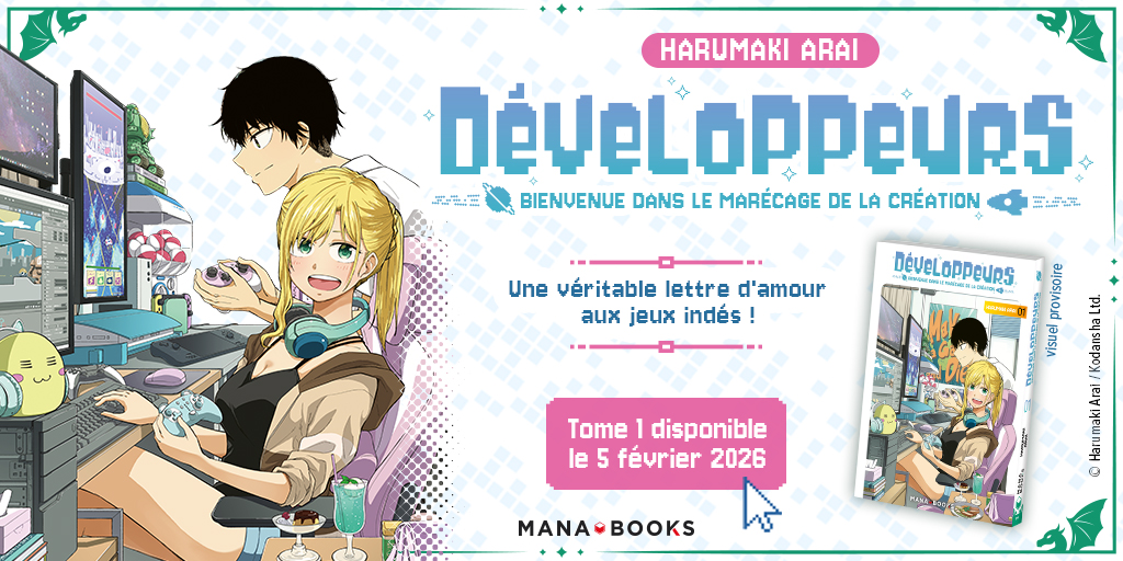 Mana_Books_'s tweet image. [ ANNONCE LICENCE ] Mana Books nourrit votre amour pour les jeux indé avec "Développeurs — Bienvenue dans le marécage de la création" !

Le hasard les a réunis, la passion du jeu vidéo en a fait des associés... Seront-ils à la hauteur ?

🎮 Série en 3 tomes
🎮 Vol. 1 le 05/02/26