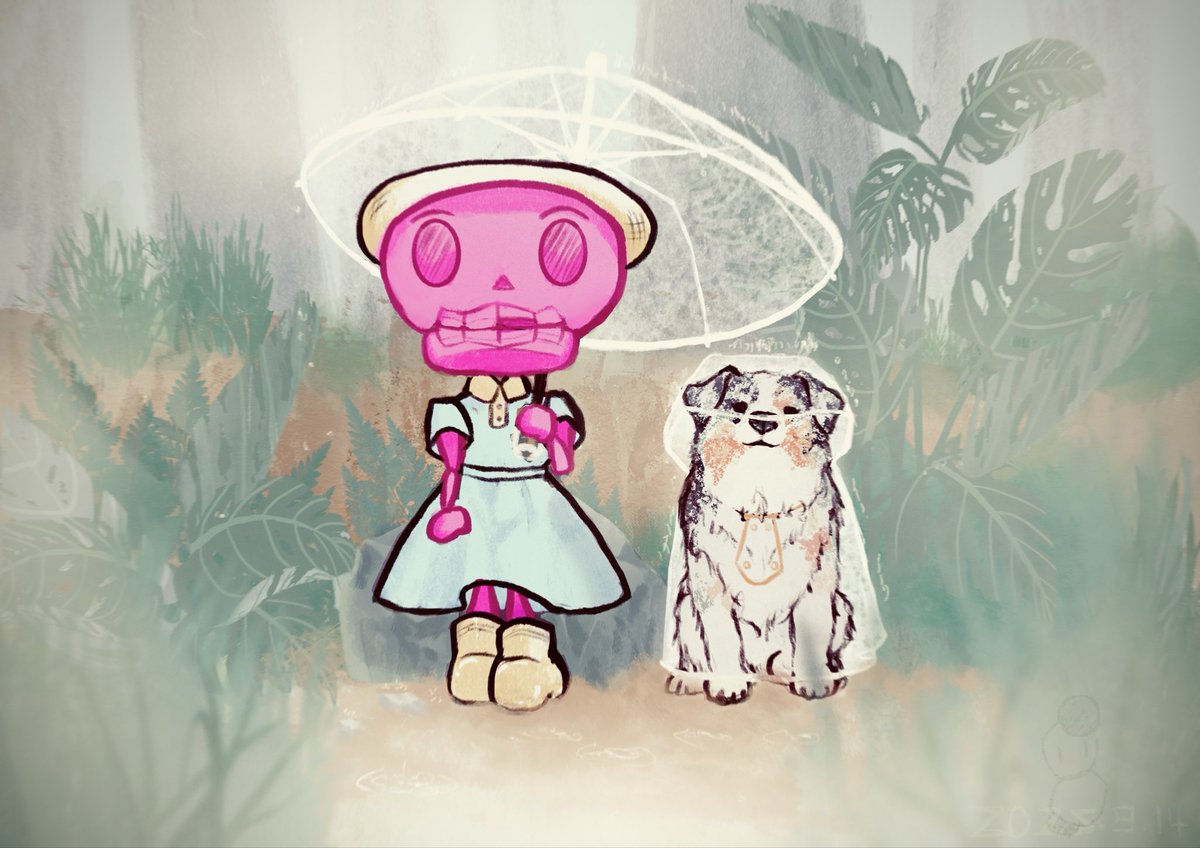 h2o2_223's tweet image. Loulou and Kaptain, enjoying a rainy day together.
#illustration #Loulou #Kaptain #rainyday #oldphoto #digitalart