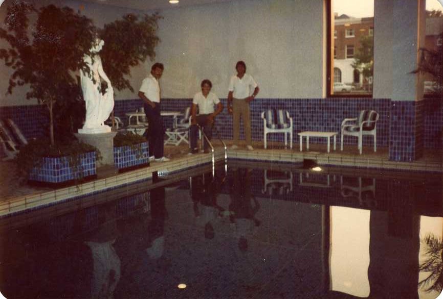 readinglibrary's tweet image. The Ramada Hotel (later the Renaissance Hotel, then the Penta Hotel), Oxford Road, Reading opened on the 12th October 1983, making it 42 years old this month! Here we see 3 of the attendants at the side of the swimming pool on the opening day. #ReadingLocalHistory