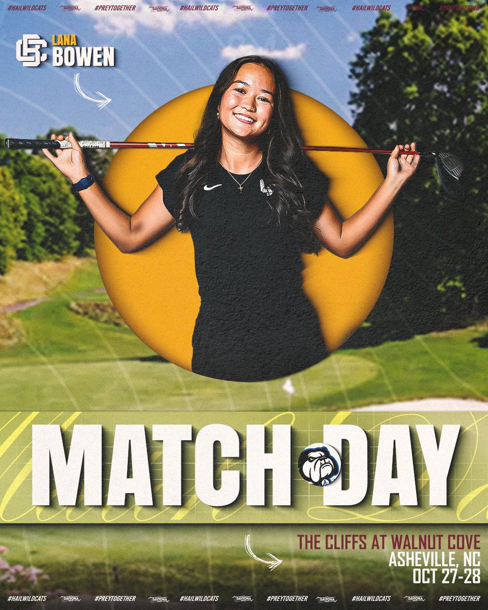 Last one for the Fall! 😼 ⛳ 

🆚 French Broad Collegiate Invitational
⏰ 10 am EST

📍 Asheville, NC
⛳ The Cliffs at Walnut Cove

📺 ESPN+ (Tuesday Only)
📊 BCUAthletics.com/Stats

#𝙃𝙖𝙞𝙡𝙒𝙞𝙡𝙙𝙘𝙖𝙩𝙨 | #𝙋𝙧𝙚𝙮𝙏𝙤𝙜𝙚𝙩𝙝𝙚𝙧