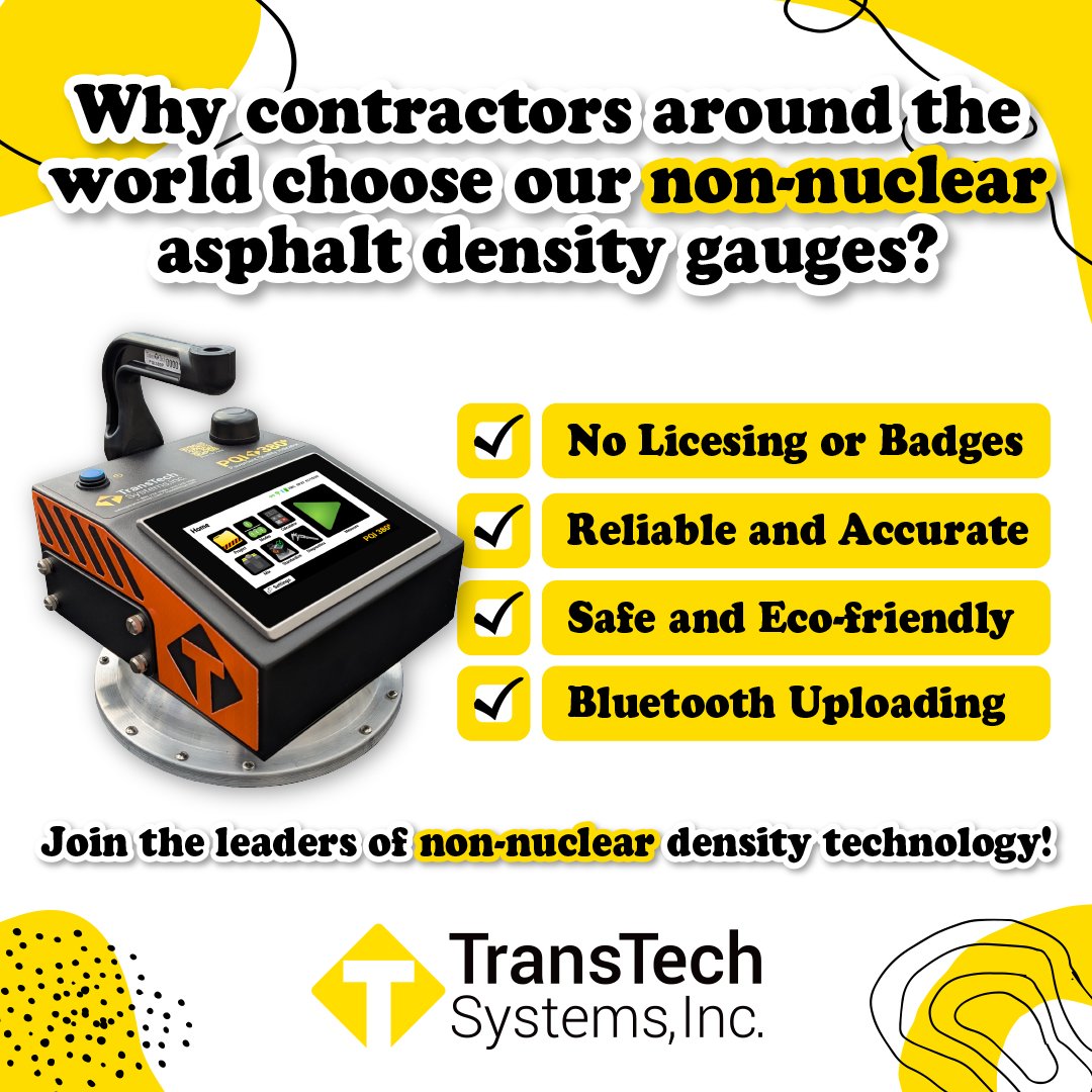 TransTechSystem's tweet image. Our gauges offer many great features, and we are thankful that so many contractors worldwide have trusted our proven technology for more than 30 years! 🥰
Take your asphalt QC to the next level! ⚡ pqi380plus.com
#TransTechSystems #QCForEveryone #BuiltWithPQI