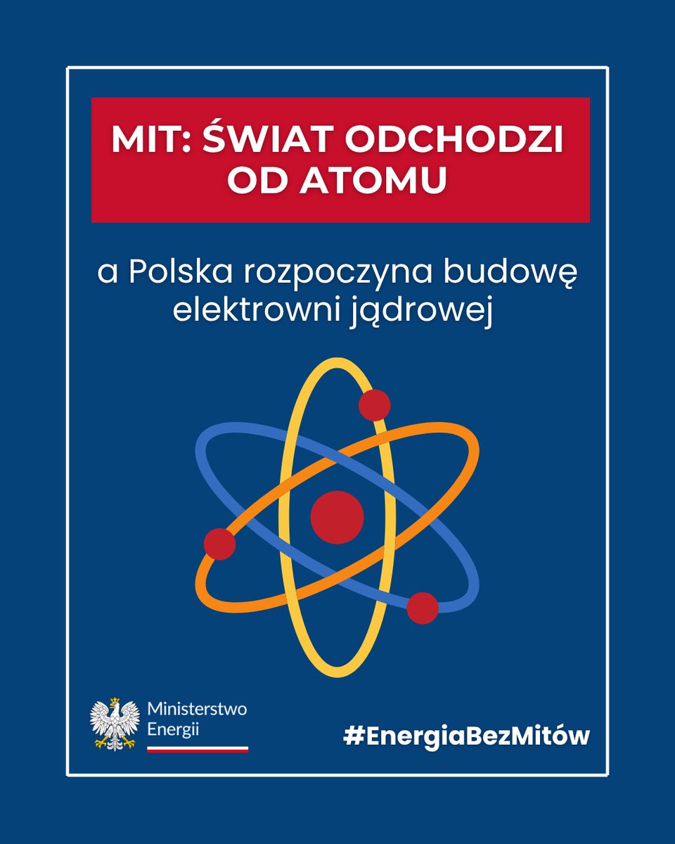 Czy spotkałeś się z takim mitem? „Podczas gdy Polska buduje elektrownie jądrowe, świat rezygnuje z atomu.” ✅FAKT: To nieprawda. W ostatnich latach pełne odejście od atomu zrealizowały tylko Niemcy. Belgia zrezygnowała z planu wyłączenia reaktorów.