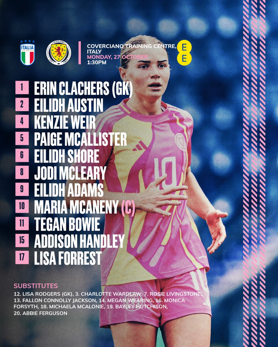ScotlandNT's tweet image. #SCOW23s | ⚪TEAM NEWS🔵

🧤Erin Clachers between the sticks
⚓Maria McAneny anchors the midfield
⚡Lisa Forrest in attack

➡️ Watch the match live:  vivoazzurrotv.it

#YoungTeam