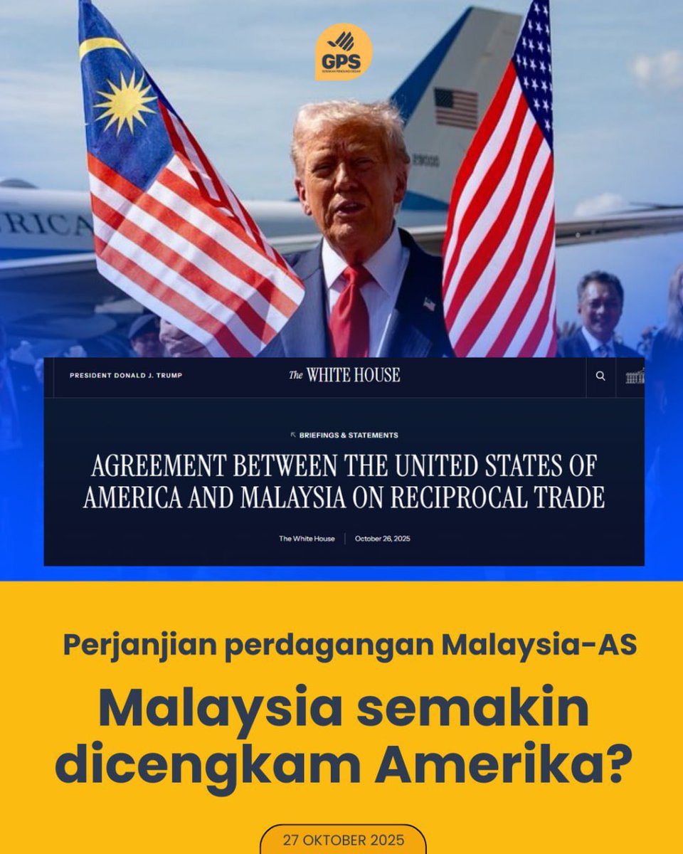 Perjanjian AS–Malaysia penuh “Malaysia shall…” 

Sampai nak buat perjanjian digital pun kena rujuk AS dulu. Bayar USD240 bilion tapi potongan tarif kecil. Ini bukan dagang, ini cengkaman.

Caption penuh: t.me/pengundisedar/…