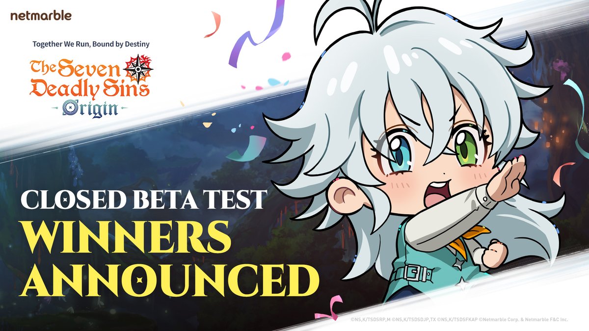 7DS: Origin Closed Beta Test codes have officially been sent out! Check your inboxes to see if you got invited. There may be more waves of invites coming soon, so stay alert!

#7dsOrigin #Sevendeadlysins #7dsGrandCross