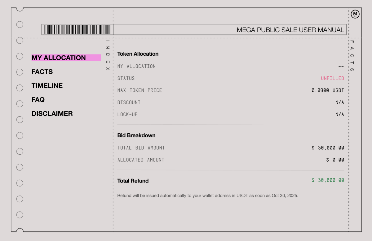GMega

Everything you need to know about the <a href="/megaeth_labs/">MegaETH</a>  public sale straight from last night’s OmegaTalk with <a href="/0xBreadguy/">BREAD | ∑:</a> , <a href="/TheSmolTalk/">SMOLTALK</a> , <a href="/FrenchieNFTeam/">Frenchie.moca 🇫🇷</a> , <a href="/ika_xbt/">ika</a>  &amp; <a href="/HiPiair/">Piair</a> .

Let’s break it down

1️⃣ Public Sale Insights

• Choosing the 1 year lockup increases your