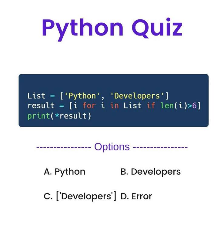 PythonPr's tweet image. Python Question / Quiz; What is the output of the following Python code, and why? Comment your answers below!