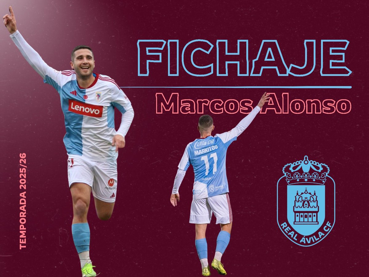 🔴 NUEVO FICHAJE ENCARNADO 🔵

🔥 Marcos Alonso “Markitos” ya es jugador del Real Ávila CF.
Extremo derecho con velocidad, desborde y una ambición que contagia 💪
Llega desde el CD Arenteiro para aportar chispa, ritmo y gol a nuestro ataque ⚡️

🫂 Bienvenido a tu nueva casa,