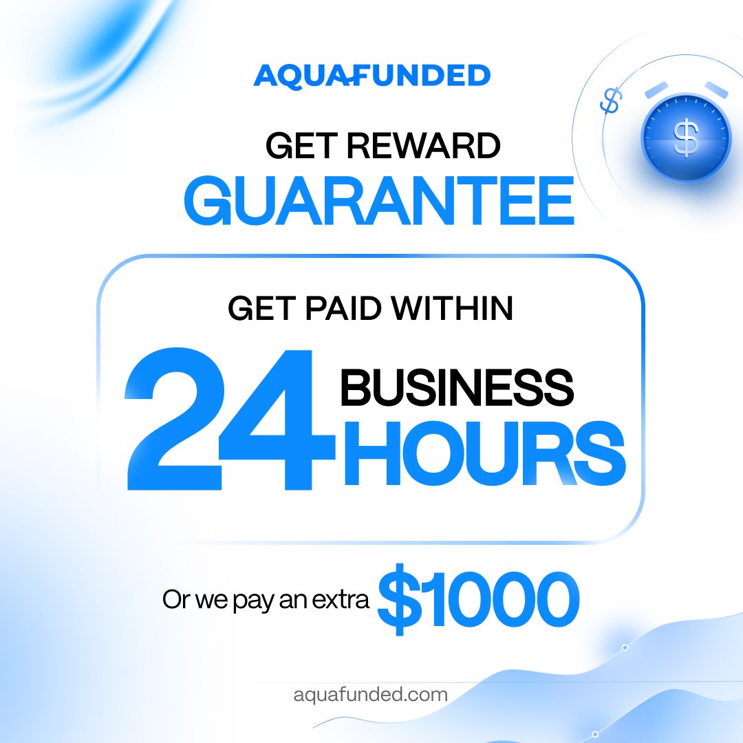 AquaFunded's tweet image. Payout Guarantee Upgrade!

We pay in 24 hours, or you get an extra $1,000! 🤯

Now live with our new website at aquafunded.com