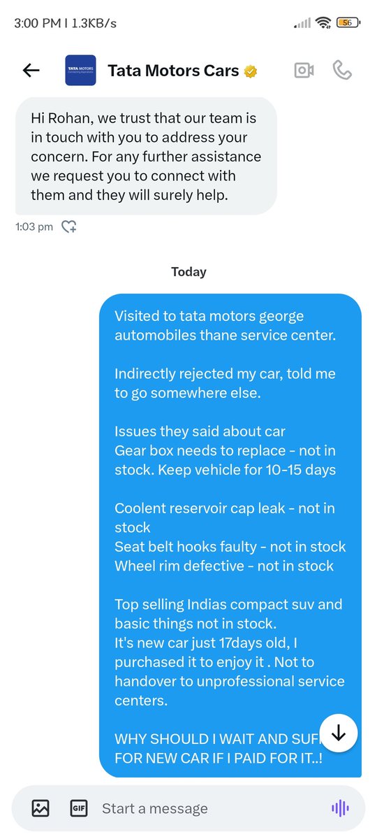 Rohan267's tweet photo. Ghatiya experience @TataMotors_Cars 
Ghatiya quality control at factory
Ghatiya Service centers behaviour 
No one can help customers in India
@Prateek34381357 @jagograhakjago 

Give me my money back I have done enough suffering. I have purchased car for myself not service centers https://t.co/0PIOgwsQ30