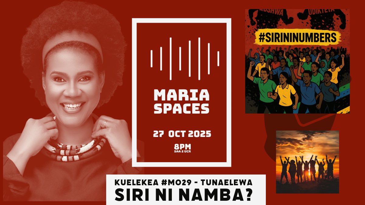 MariaSTsehai's tweet photo. Leo #MariaSpaces tunajadili: Kuelekea #MO29 - tunaelewa siri ni namba?
Usikose masaa haya ya mwisho - kumbuka kuwasha VPN na kujipanga vilivyo leo tujadili kwa nini wazalendo ndani ya mfumo wamesema tutoke wote
Nini maana ya siri ni namba?
Saa 2 uck! https://t.co/1DecJRKZhz