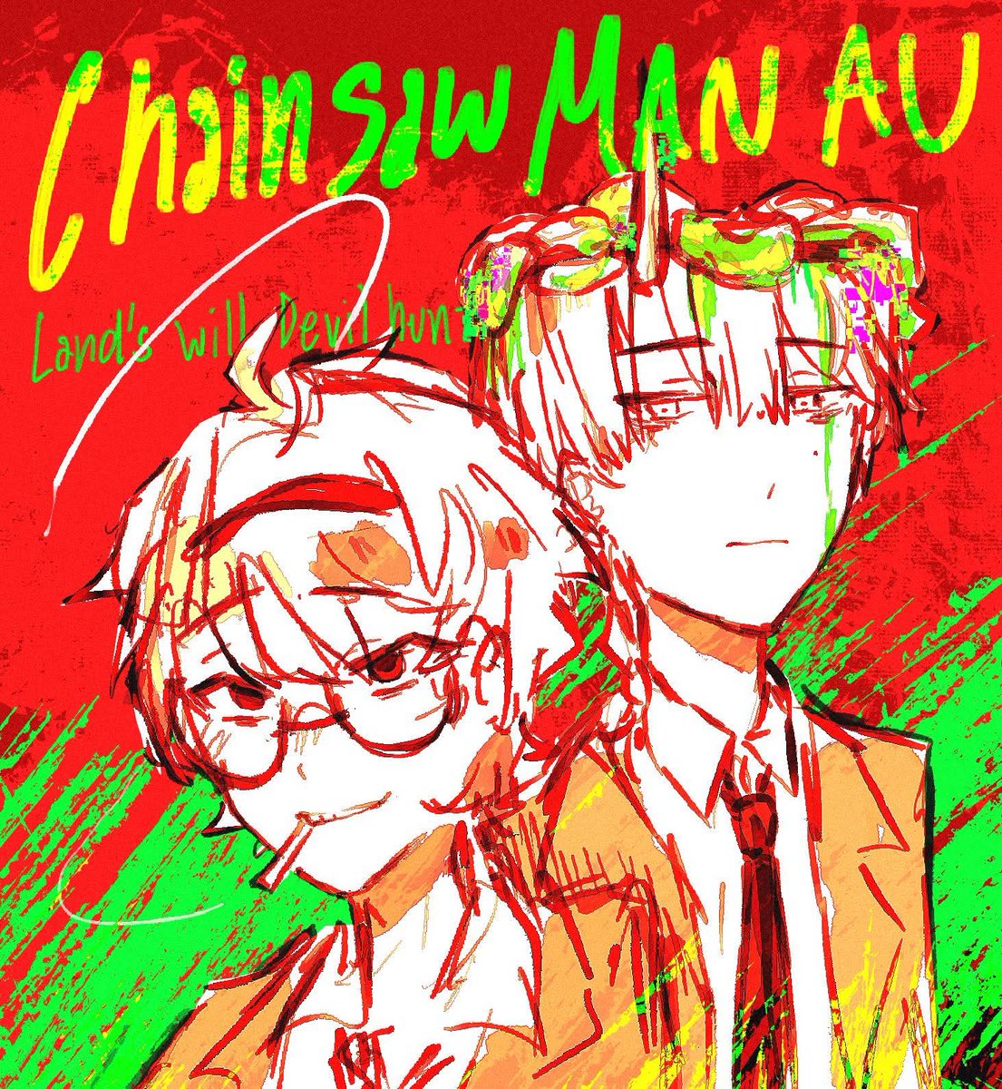 *oc posting!
—
Noel the chaotic devil hunter and
Liu the Nightmare fiend.