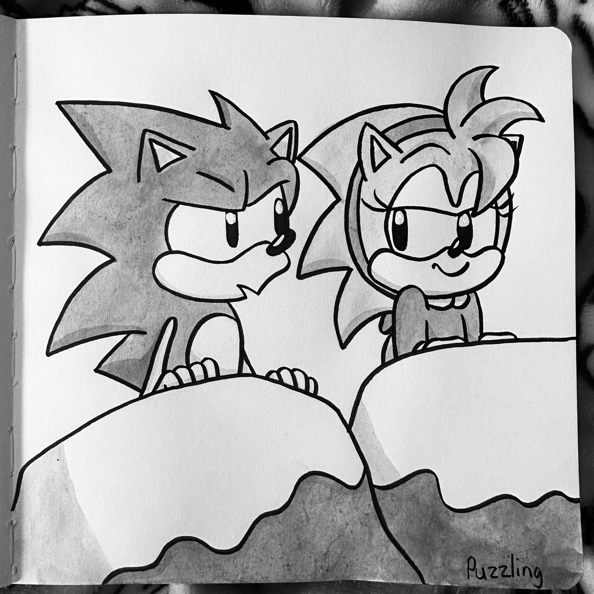 Day 26, Puzzling. That one Sonic CD animation where Amy saves Metal lol #inktober #inktober2025 #inktoberpuzzling #sonicthehedgehog #amyrose