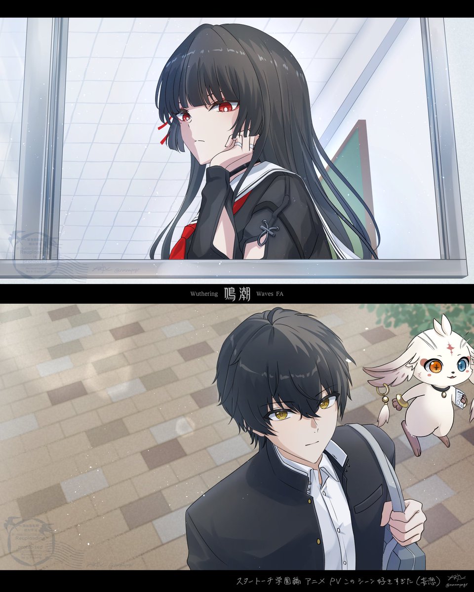 #鳴潮コレクション #千咲ちゃん

スタートーチ学園編予告PVめっちゃ良くなかったですか？？(妄想)
見上げた窓に千咲とか最高だし学食が楽しみなアブかわいい

ありそうでない記憶 転校初日
(明日動く版載せます🎞)