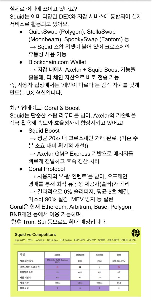 dpwldd's tweet image. [Squid: Axelar 기반 크로스체인 라우터]
안녕하세요~ ARC 1기 ellie 입니다🙏 오늘은 Axelar 네트워크를 기반으로 한 Squid Router에 대해 소개드릴게요! 

#Axelar #SquidRouter

엑셀라 네트워크 한국 공지채널 t.me/axelar_kor_upd…
엑셀라 네트워크 한국 커뮤니티 t.me/axelar_kor