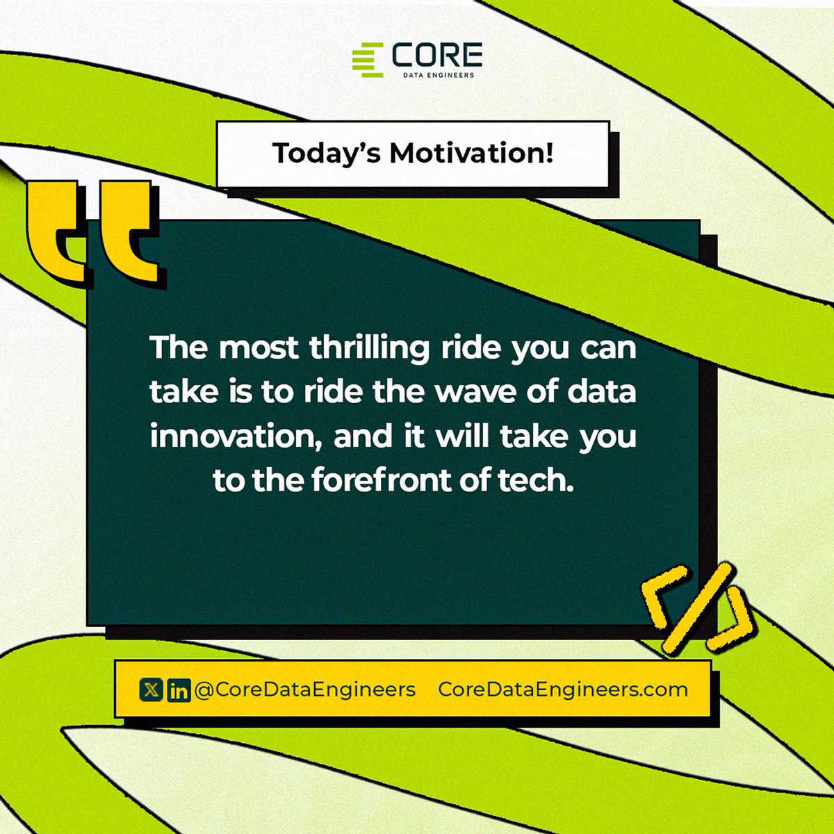🌟 Monday Motivation! 🌟

In the ever-evolving world of technology, one of the most rewarding journeys you can take is to embrace data innovation, because that’s where ideas turn into impact.

Every dataset you explore, every pipeline you build, and every insight you uncover