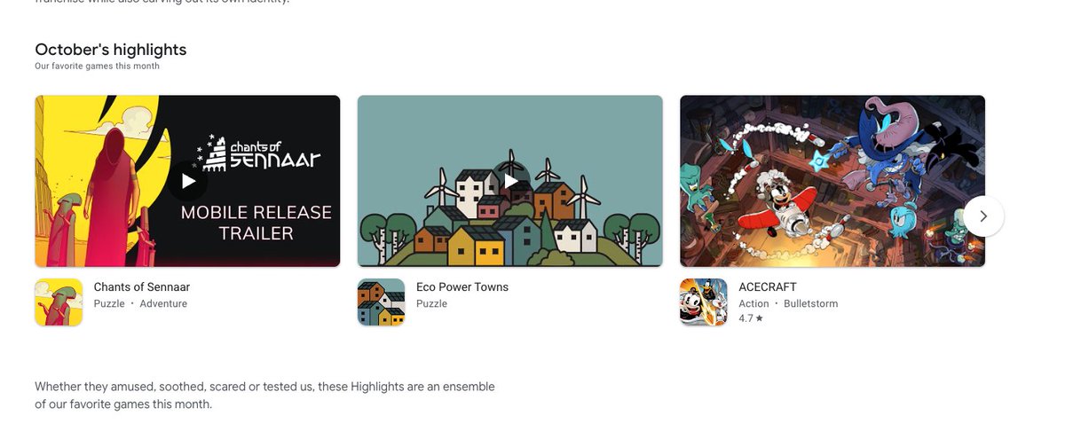 My little game, Eco Power Towns, is one of the October's highlight on <a href="/GooglePlay/">Google Play</a> 🥳 So exciting to be along games like Chants of Sennaar, Acecraft, Dragon Ball or KAIJU no8

Read more here: play.google.com/store/apps/edi…

#indiegame #solodev <a href="/GooglePlayBiz/">Google Play business community</a>