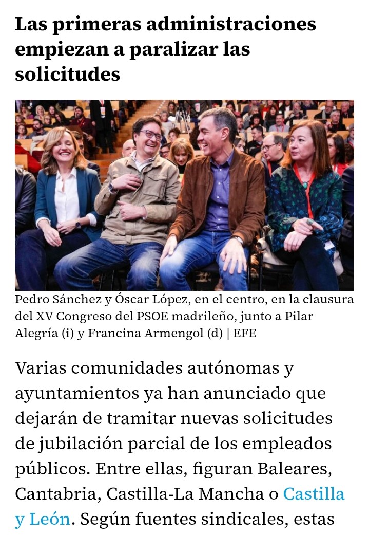 Involución es lo que están sufriendo miles de trabajadores personal laboral de todas las admones a los que el Gobierno del PSOE ha dejado desde el 1 de abril sin jubilación parcial gracias al nefasto acuerdo de pensiones de <a href="/inclusiongob/">Ministerio Inclusión Seguridad Social Migraciones</a> <a href="/SaizElma/">Elma Saiz</a> <a href="/sanchezcastejon/">Pedro Sánchez</a>