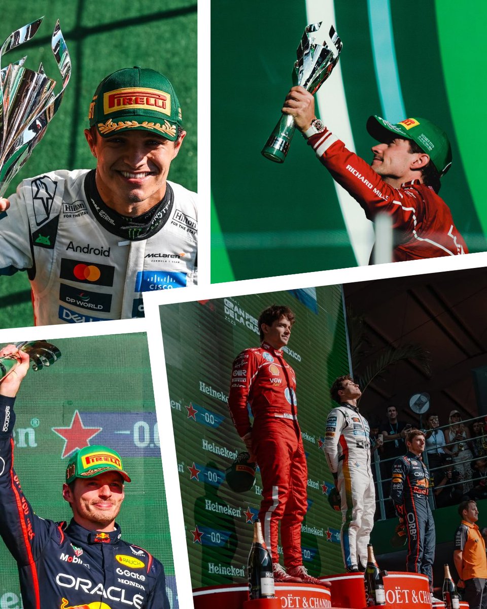 TuttoFormula1's tweet photo. ✅️ RACE 20 🇲🇽

🥇 Lando Norris - McLaren 
🥈 Charles Leclerc – Ferrari 
🥉 Max Verstappen - RedBull 

#MexicoGP | #F12025 https://t.co/j3iYdn07xm