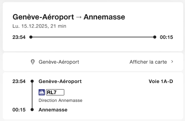 Une nouvelle ligne fait son apparition : la L7

Elle relira Annemasse et Genève-aéroport ou Vernier quelques fois par jours avec des horaires très pratiques pour rejoindrais les premiers et derniers avions
