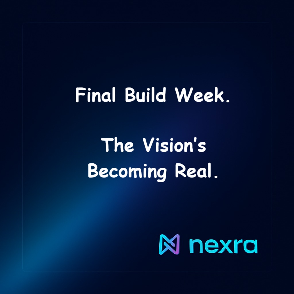 NexraLabs's tweet photo. The final week is here🚀

From an idea to a working protocol, and we’re not done yet.

The sleepless nights, endless commits, one vision becoming real.

#CypherpunkHackathon 
@colosseum @solana @superteam @SuperteamEarn @SuperteamNG https://t.co/iO33lxijxw