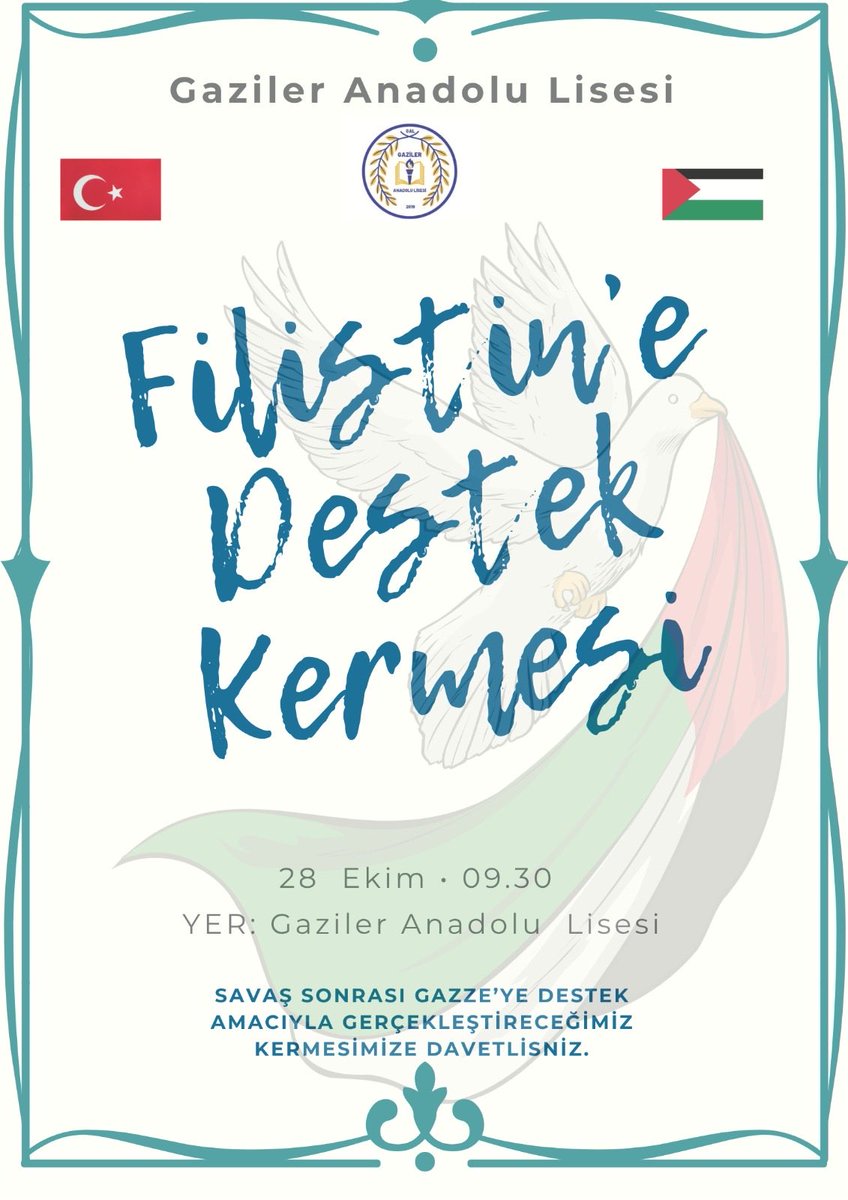 Okulumuzda Filistin'e destek olmak amacıyla düzenlediğimiz Kermes’e davetlisiniz.
Desteklerinizi bekliyoruz. 
<a href="/tcmeb/">Millî Eğitim Bakanlığı</a> 
<a href="/meb_dinogretimi/">MEB Din Öğretimi Genel Müdürlüğü</a> <a href="/dbakirvalilik/">T.C. Diyarbakır Valiliği</a> <a href="/Diyarbakirmem/">Diyarbakır İl Millî Eğitim Müdürlüğü</a> <a href="/kayapinarmem/">Kayapınar İlçe Millî Eğitim Müdürlüğü</a>